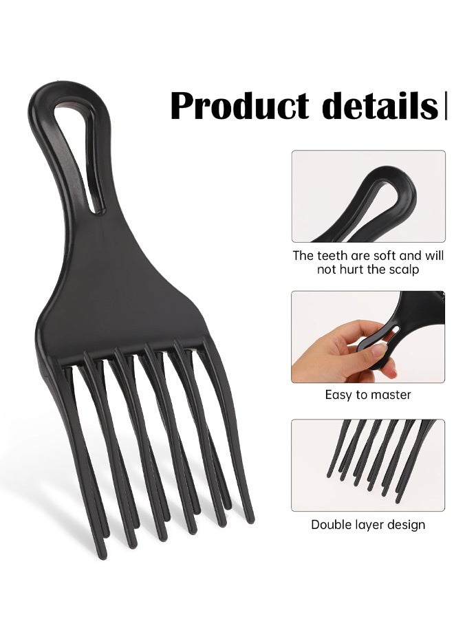 مجموعة من قطعتين من أمشاط الشعر الأفرو، قطعتان كبيرتان وصغيرتان من البلاستيك بأسنان عريضة للشعر المجعد، وفك التشابك، وتصفيف الشعر المستعار والضفائر - Image 4