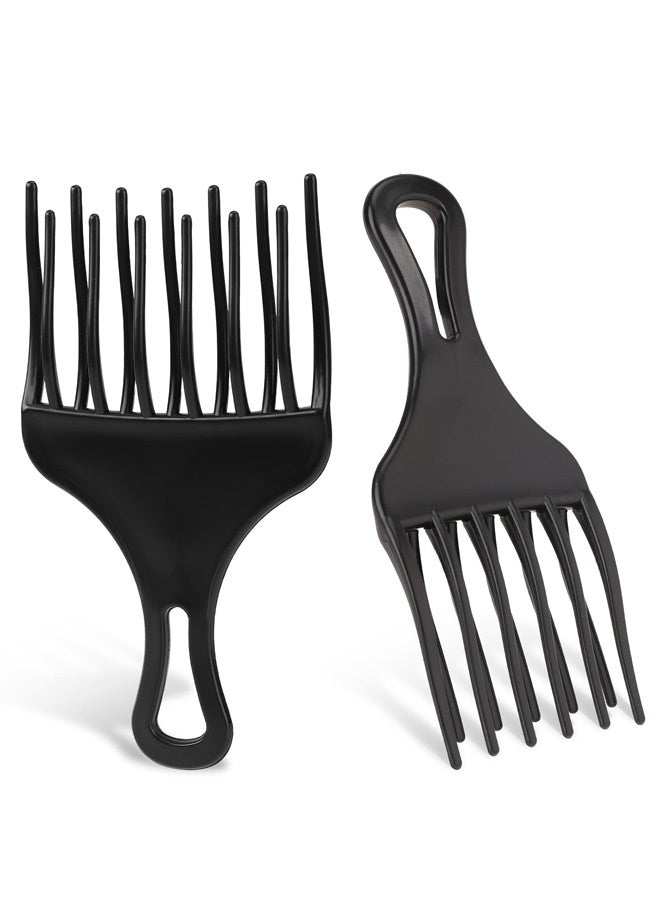 مجموعة من قطعتين من أمشاط الشعر الأفرو، قطعتان كبيرتان وصغيرتان من البلاستيك بأسنان عريضة للشعر المجعد، وفك التشابك، وتصفيف الشعر المستعار والضفائر - Image 1