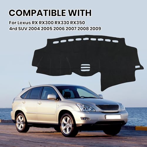 Clidr Car Dashboard Cover for 2004-2006 Lexus RX330, 2007-2009 RX350, 2006-2008 RX400h Silicone Non-Slip Dash Mat Anti-UV Carpet (Black Edge) - Image 2