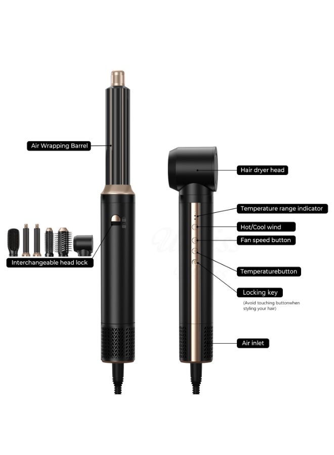 Hair Dryer Brush 6 in 1 Hot Air Styler, Negative Ionic Fast Drying Multi Styler for Curling, Straightening & Volumizing - Image 2