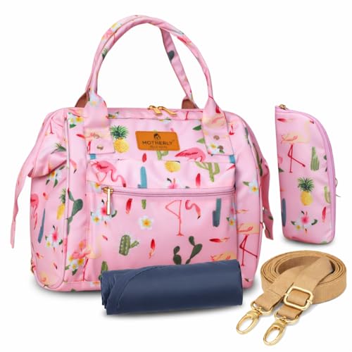 Motherly Nano Diaper Bag for Mothers for Travel– Combo Set with Accessories, Small Maternity Handbag for Newborn Baby,Multiple Pockets Water Resistant Baby Bag (Cactus Pink) - Image 1
