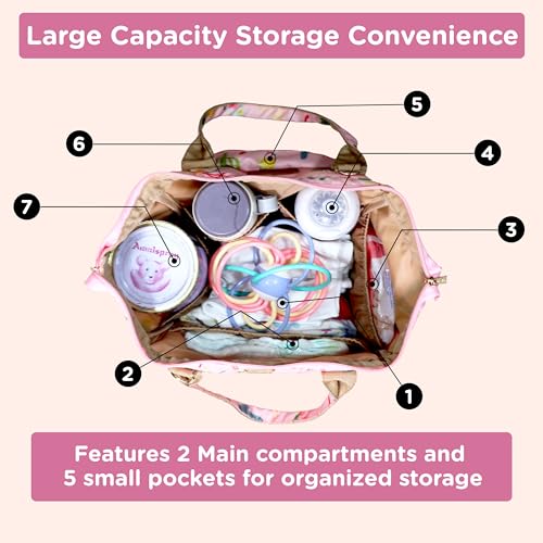 Motherly Nano Diaper Bag for Mothers for Travel– Combo Set with Accessories, Small Maternity Handbag for Newborn Baby,Multiple Pockets Water Resistant Baby Bag (Cactus Pink) - Image 4