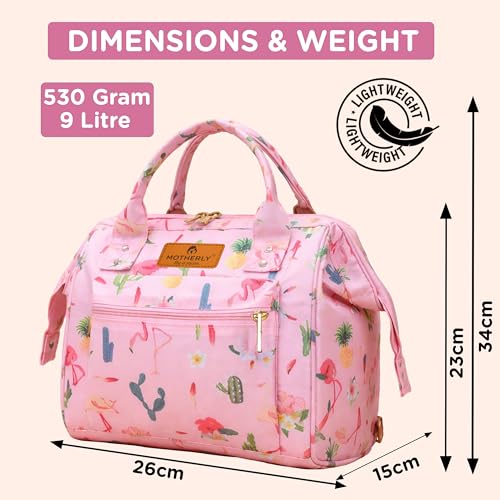 Motherly Nano Diaper Bag for Mothers for Travel– Combo Set with Accessories, Small Maternity Handbag for Newborn Baby,Multiple Pockets Water Resistant Baby Bag (Cactus Pink) - Image 3