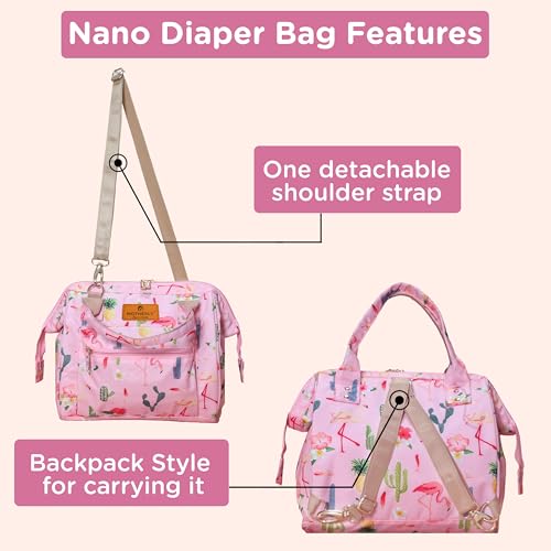 Motherly Nano Diaper Bag for Mothers for Travel– Combo Set with Accessories, Small Maternity Handbag for Newborn Baby,Multiple Pockets Water Resistant Baby Bag (Cactus Pink) - Image 5
