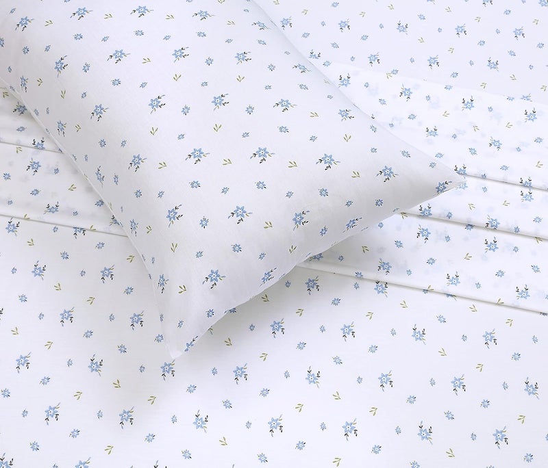 RUVANTI 100% Cotton Sheets for Full Size Bed - Crispy Cooling Percale Sheets - Breathable & Durable - 16 Inches Deep Pocket Full Size Sheets - Blue Floral - 4 Pieces | Crisp Cooling, Deep Pocket 16", Soft Breathable & Durable, Hotel-Style 4 Piece Set, For Hot Sleepers - Image 4