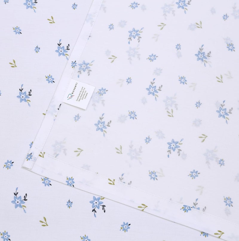 RUVANTI 100% Cotton Sheets for Full Size Bed - Crispy Cooling Percale Sheets - Breathable & Durable - 16 Inches Deep Pocket Full Size Sheets - Blue Floral - 4 Pieces | Crisp Cooling, Deep Pocket 16", Soft Breathable & Durable, Hotel-Style 4 Piece Set, For Hot Sleepers - Image 5