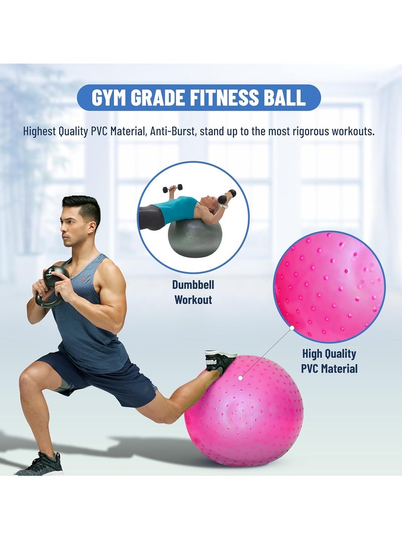 ENDLESS  55 cm Thick Yoga Ball | Assorted | Material: PVC | Gym Exercise Ball, Anti-Burst Yoga Ball | Balance Ball Chair for Fitness Workout Stability Pilates | For Gym & Home | Bath Men & Women  - Image 4