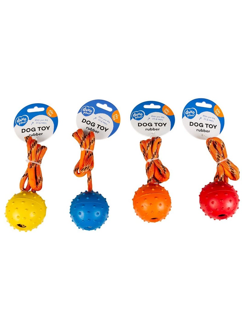 duvo Plus Rubber Dental Ball With Rope Toy For Dogs Mixed Colors 33cm - Image 1