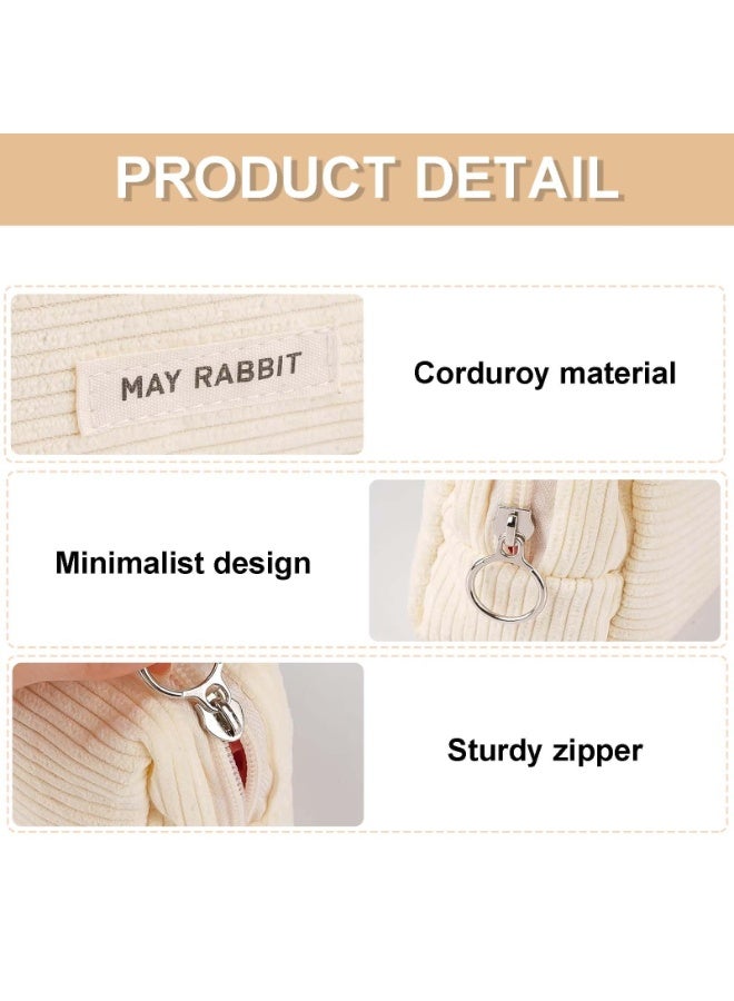 Corduroy Pencil Case, Aesthetic Pen Pouch for School Office Organizer, White - Image 5