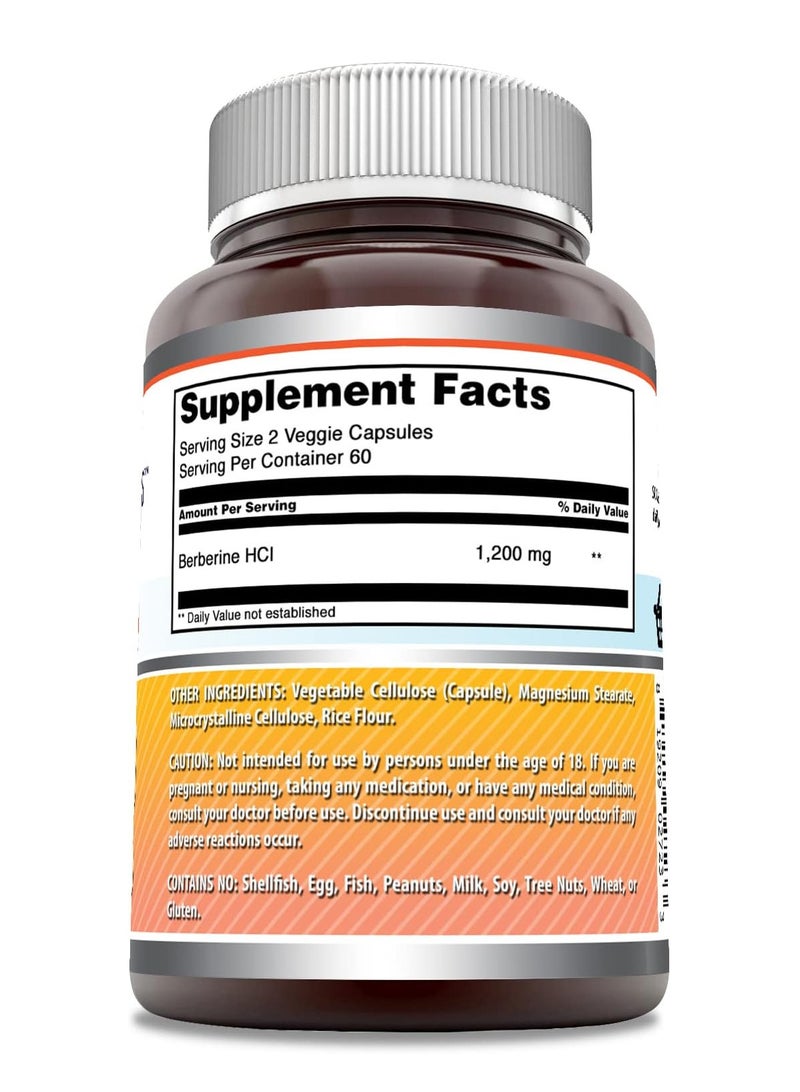 Amazing Nutrition Berberine Supplement | 1200 Mg Per Serving | 120 Veggie Capsules Per Serving | Non-GMO | Gluten-Free | Made in USA - Image 2