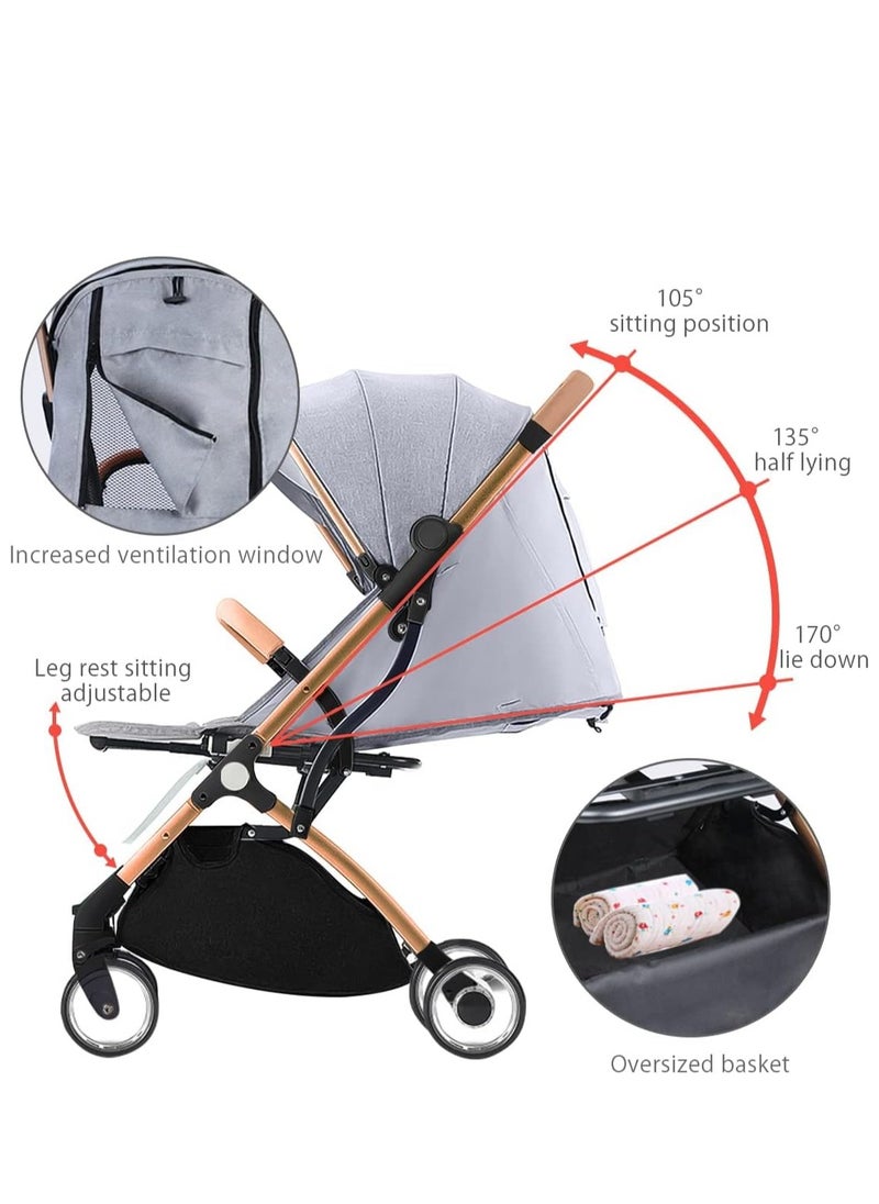 KASTWAVE Baby Carriage, Lightweight Baby Stroller, Lightweight Foldable Travel Buggy with 5-Point Harness, Adjustable Seat Back and Oversize Basket Folds with 1 Hand, Sleep Shade - Great for Airplane  - Image 4