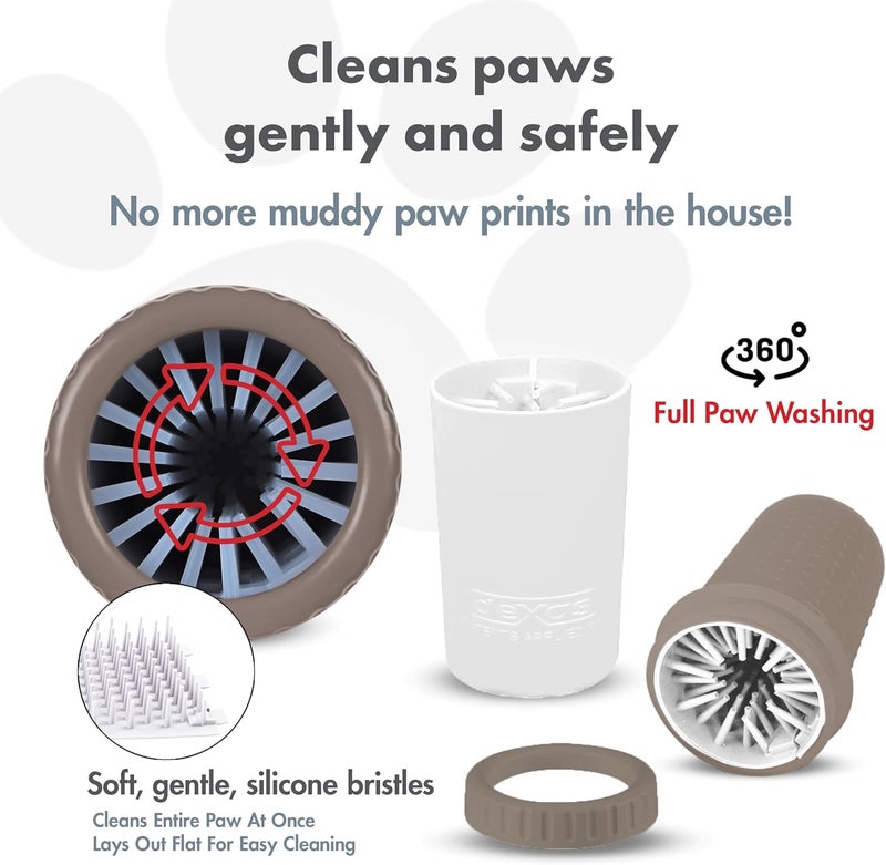 Dexas MudBuster Medium Dog Paw Cleaner in Taupe, Portable Paw Washer for Muddy Paws, Dog Foot Cleaning Cup with Gentle Silicone Bristles, Quick Clean Pet Paw Washer - Image 2