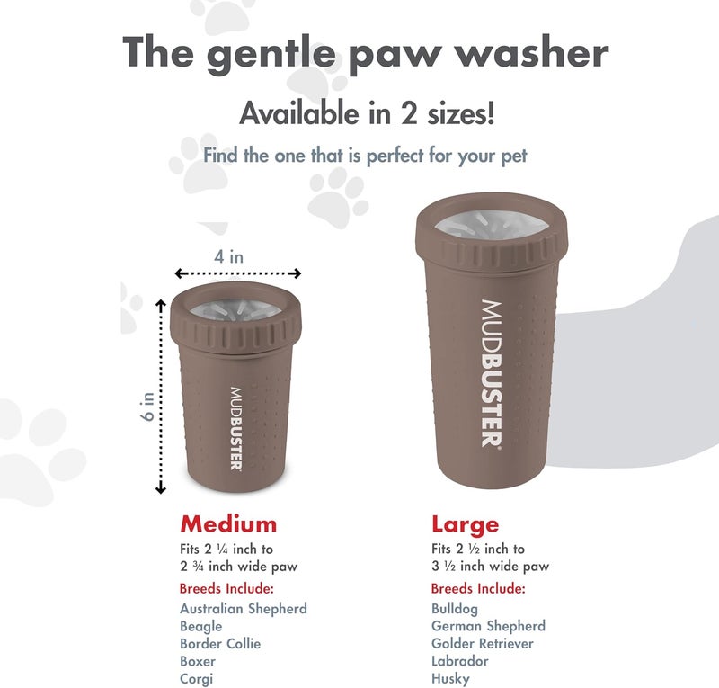 Dexas MudBuster Medium Dog Paw Cleaner in Taupe, Portable Paw Washer for Muddy Paws, Dog Foot Cleaning Cup with Gentle Silicone Bristles, Quick Clean Pet Paw Washer - Image 3