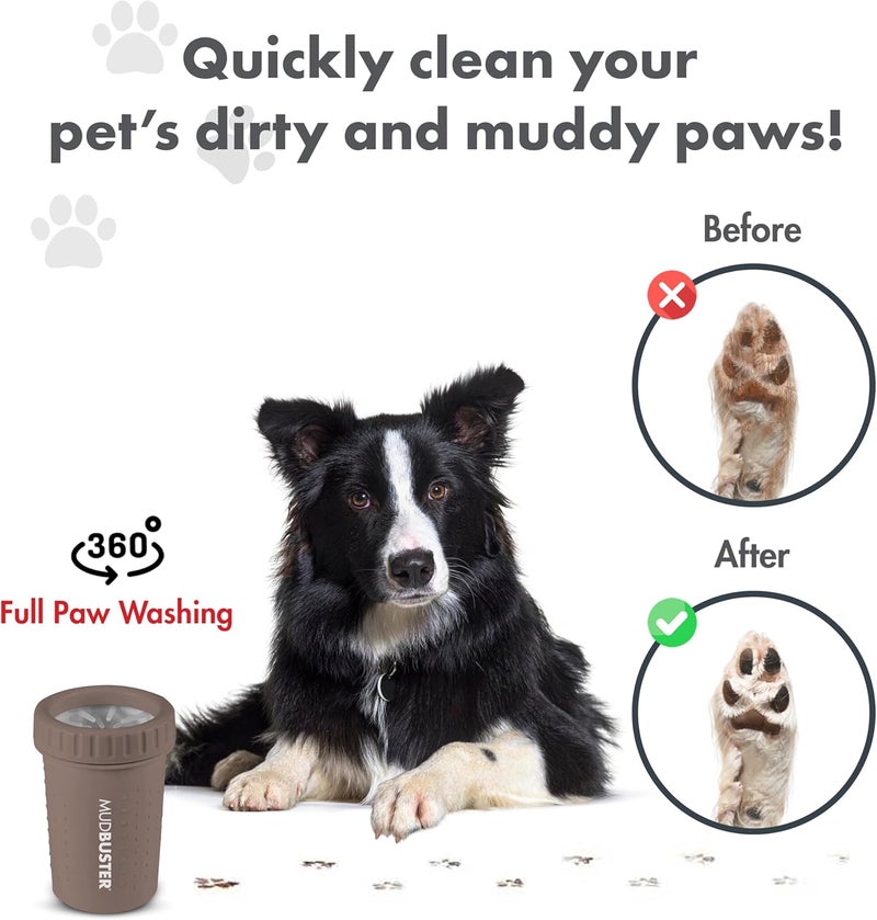 Dexas MudBuster Medium Dog Paw Cleaner in Taupe, Portable Paw Washer for Muddy Paws, Dog Foot Cleaning Cup with Gentle Silicone Bristles, Quick Clean Pet Paw Washer - Image 4