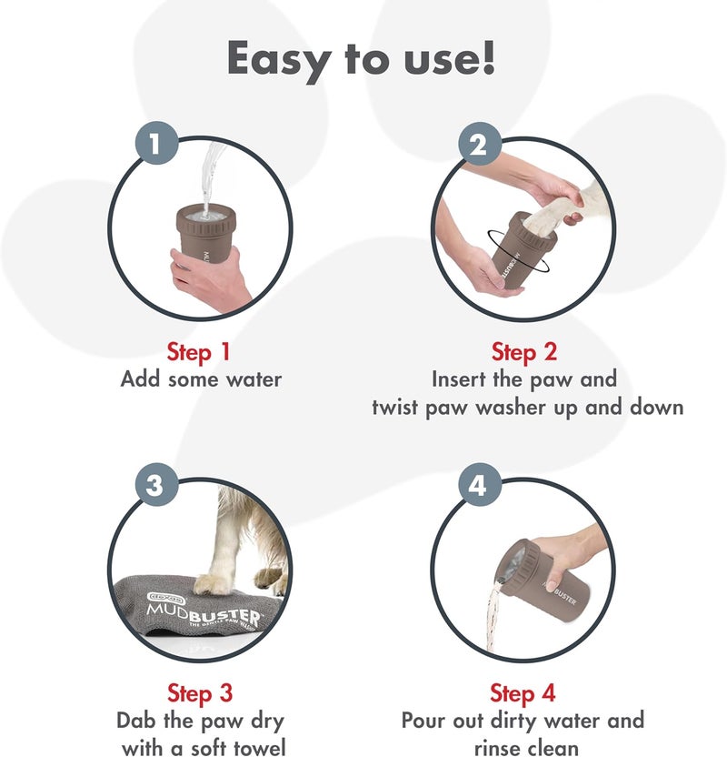 Dexas MudBuster Medium Dog Paw Cleaner in Taupe, Portable Paw Washer for Muddy Paws, Dog Foot Cleaning Cup with Gentle Silicone Bristles, Quick Clean Pet Paw Washer - Image 5
