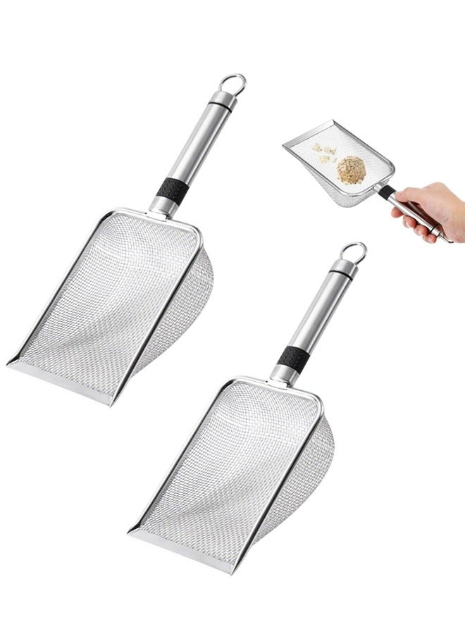 2 PCS Cat Litter Spoon, Stainless Steel Mesh Shovel Long Handle Deep Shovel Non Stick Coated Metal Cat litter Spoon - Image 1