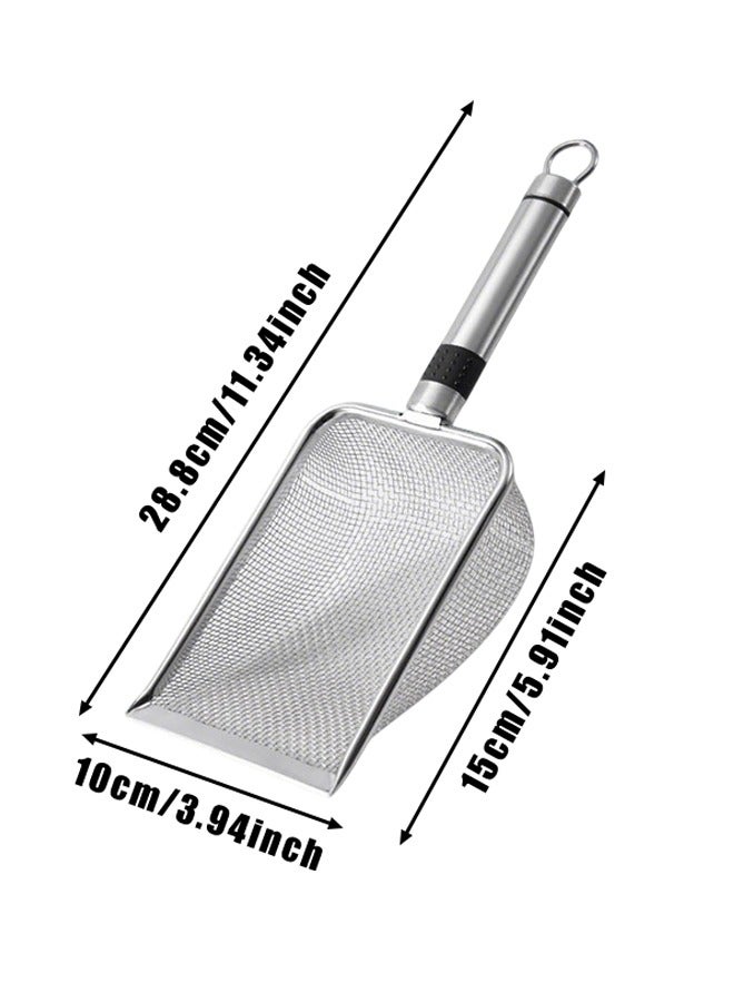 2 PCS Cat Litter Spoon, Stainless Steel Mesh Shovel Long Handle Deep Shovel Non Stick Coated Metal Cat litter Spoon - Image 2