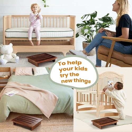 Craftsline One Step Stool for Adults 3.5" - Wooden Step Stools for Bed - 200lbs Safety Stepping Stool Bathroom Aid for Handicap, Elderly, Seniors, Kid, Bathtub, High Beds, Kitchens (Brown) - Image 4
