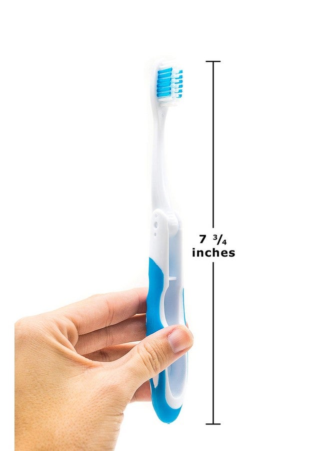 Lingito Travel Toothbrush, Folding with Built in Cover, Hiking, Camping, Emergency, Packable, collapsable, Foldable, Pocket Medium Bristle Brushes (2 Pack) (Blue-Green) - Image 5