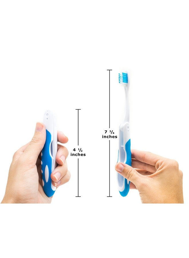 Lingito Travel Toothbrush, Folding with Built in Cover, Hiking, Camping, Emergency, Packable, collapsable, Foldable, Pocket Medium Bristle Brushes (2 Pack) (Blue-Green) - Image 4