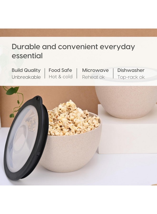 Eha Earth Friendly Mixing Bowls for Kitchen | Serving Bowls with Lid | Microwave Safe Bowl Set | Storage Bowls Made with Rice Husk and Bamboo Fibers | 2900ml Each | Set of 2 | Sand Castle| Beige - Image 4