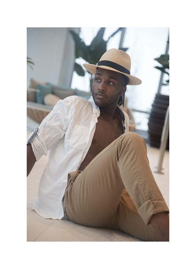 NIBEMINENT - Sun Straw Fedora Beach Hat - Image 1