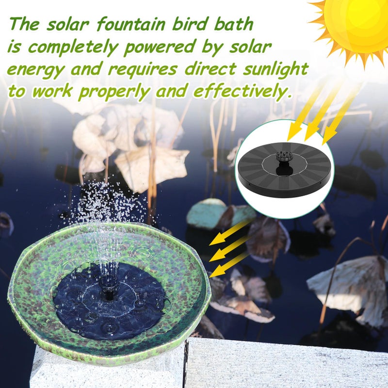 UPSJYJ Solar Fountain Ceramic Bird Bath,Birdbaths for Outdoors,Outdoor Fountain Bird Bath,Garden and Home DÃ©cor - Image 4