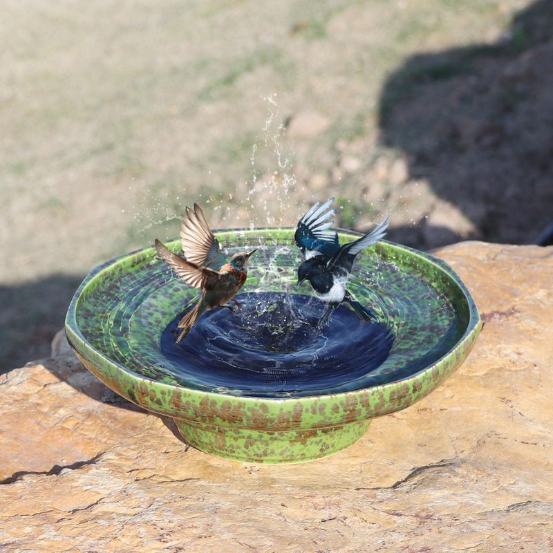 UPSJYJ Solar Fountain Ceramic Bird Bath,Birdbaths for Outdoors,Outdoor Fountain Bird Bath,Garden and Home DÃ©cor - Image 2