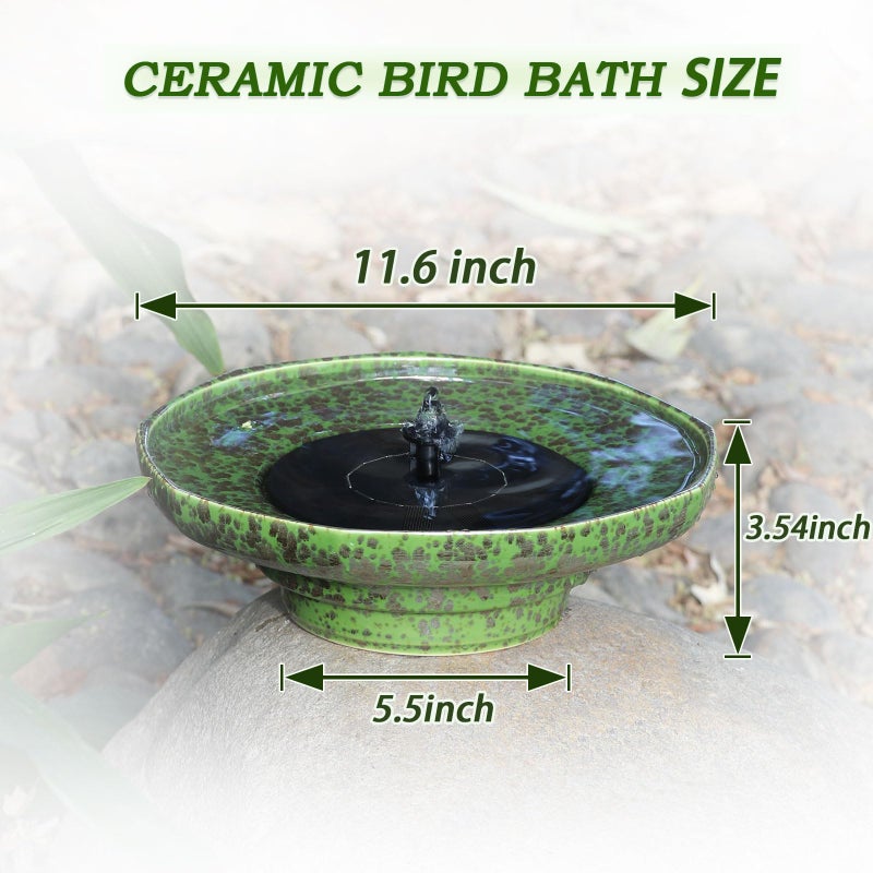 UPSJYJ Solar Fountain Ceramic Bird Bath,Birdbaths for Outdoors,Outdoor Fountain Bird Bath,Garden and Home DÃ©cor - Image 3