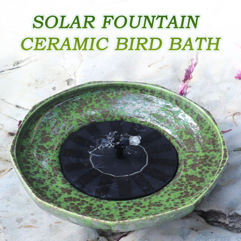 UPSJYJ Solar Fountain Ceramic Bird Bath,Birdbaths for Outdoors,Outdoor Fountain Bird Bath,Garden and Home DÃ©cor - Image 5