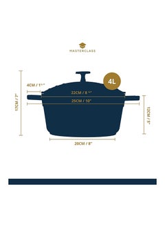 MASTERCLASS MasterClass Medium Casserole Dish with Lid 4L/24 cm, Lightweight Cast Aluminium, Induction Hob and Oven Safe, Red  - Image 3
