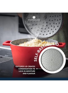 MASTERCLASS MasterClass Medium Casserole Dish with Lid 4L/24 cm, Lightweight Cast Aluminium, Induction Hob and Oven Safe, Red  - Image 5
