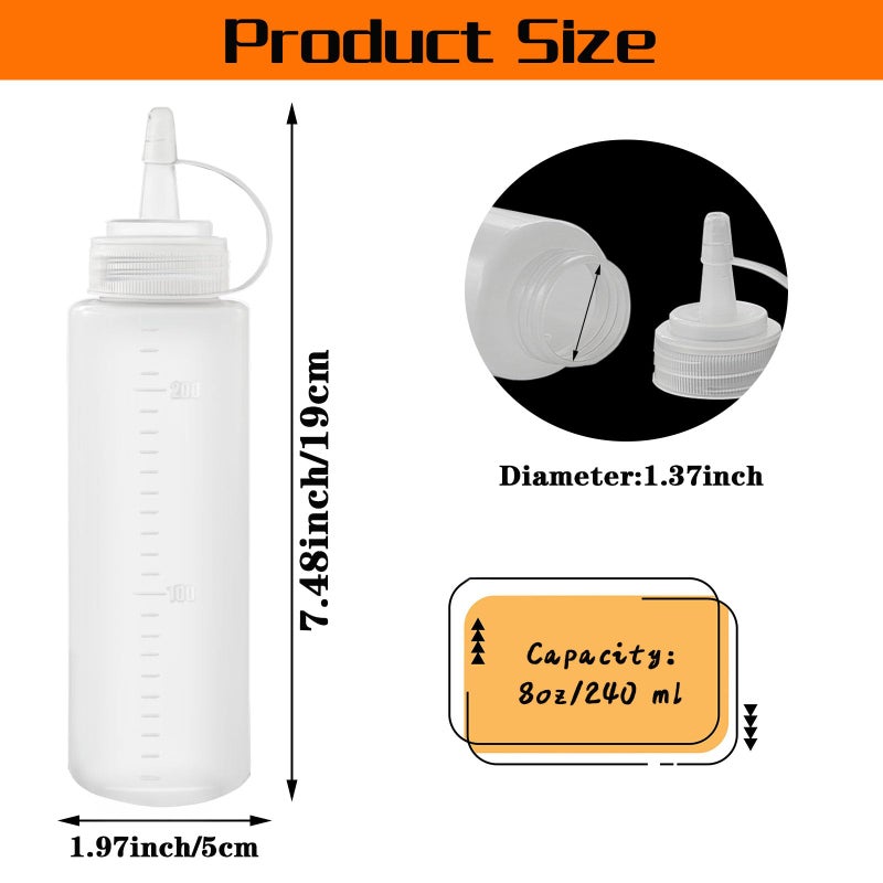 Anyumocz 12 Pack 8 oz Plastic Squeeze Bottles Multipurpose Squirt Bottles for Ketchup,Condiments,BBQ Sauce,Dressing,Barbecue,Grilling,Crafts,Syrup and More - Image 2