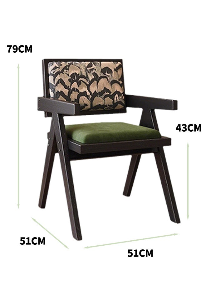 MLADEN كراسي طعام من الخشب الصلب، كرسي طعام متعدد الوظائف مع مسند للذراعين، كرسي مميز من منتصف القرن الحديث، كرسي بذراعين مبطن مصنوع يدويًا، ظهر بنمط ريش مثالي لغرفة القراءة وغرفة النوم وغرفة المعيشة وغرفة الطعام والمطبخ (أسود) - Image 2