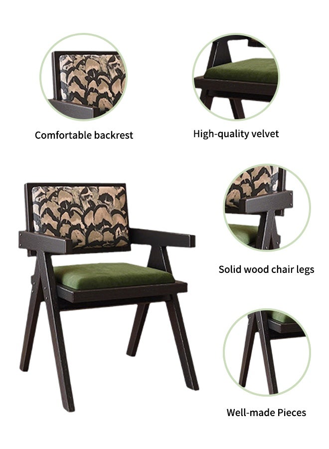 MLADEN كراسي طعام من الخشب الصلب، كرسي طعام متعدد الوظائف مع مسند للذراعين، كرسي مميز من منتصف القرن الحديث، كرسي بذراعين مبطن مصنوع يدويًا، ظهر بنمط ريش مثالي لغرفة القراءة وغرفة النوم وغرفة المعيشة وغرفة الطعام والمطبخ (أسود) - Image 3