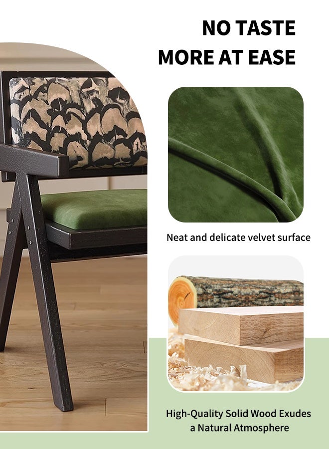 MLADEN كراسي طعام من الخشب الصلب، كرسي طعام متعدد الوظائف مع مسند للذراعين، كرسي مميز من منتصف القرن الحديث، كرسي بذراعين مبطن مصنوع يدويًا، ظهر بنمط ريش مثالي لغرفة القراءة وغرفة النوم وغرفة المعيشة وغرفة الطعام والمطبخ (أسود) - Image 4