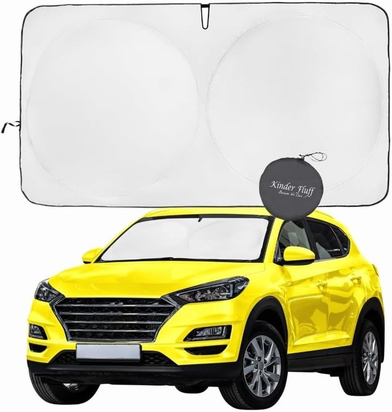 Windshield Sunshade | Reflective Patented Car Sun Protection - Certified 99% UVR Block - Cool Interior | Foldable Sun Visor Cover | Automotive Accessories Summer Heat | Size L+ 164x92cm - Image 1