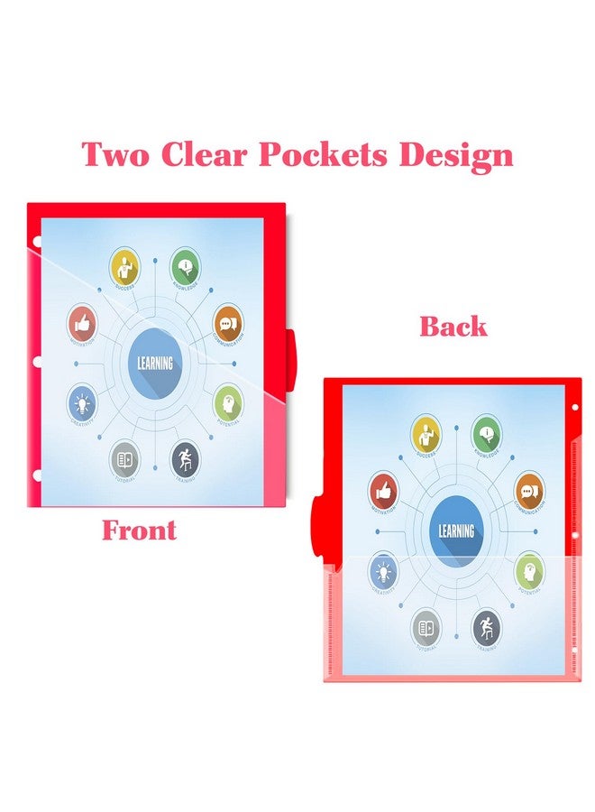 INFUN Plastic 5Tab Binder Dividers With 2 Pockets 3 Sets15Pcs Multicolor 2 Pocket Dividers With 3 Holes For 3 Ring Binders ，Total 15 Tabs - Image 2