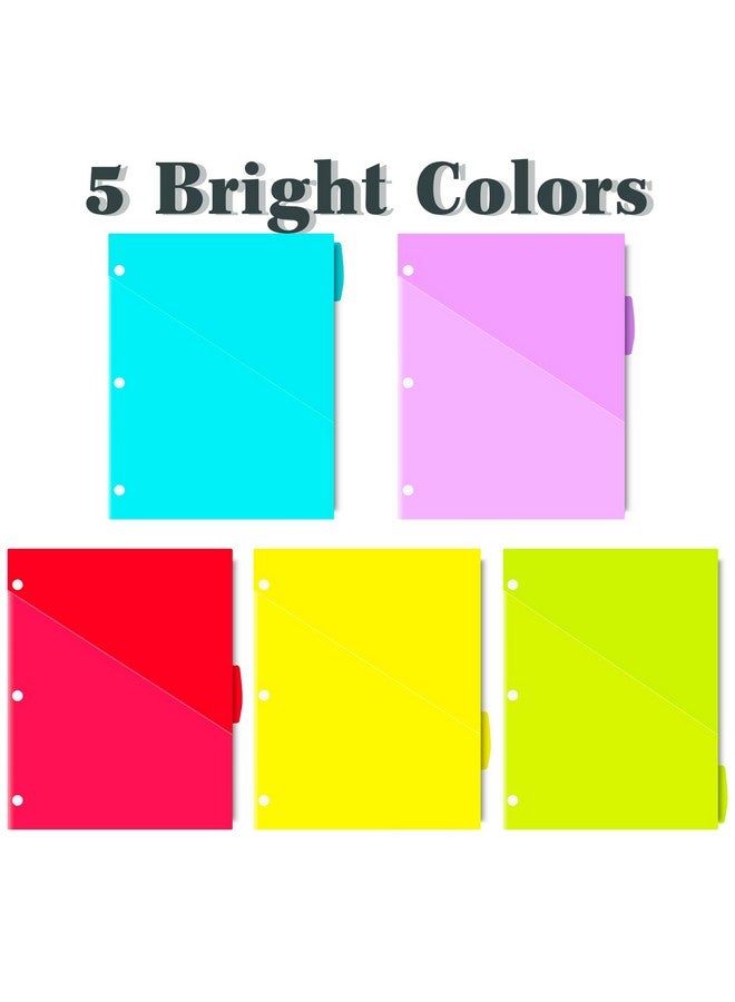 INFUN Plastic 5Tab Binder Dividers With 2 Pockets 3 Sets15Pcs Multicolor 2 Pocket Dividers With 3 Holes For 3 Ring Binders ，Total 15 Tabs - Image 4