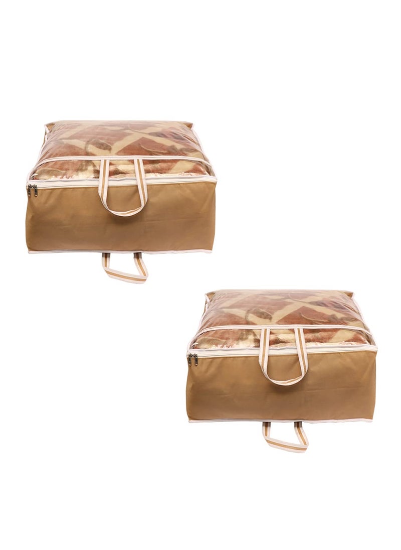 AI ANKIT INTERNATIONAL ANKIT INTERNATIONAL Garments Protect Clothes OrganizerStorage Bags for Blanket Quilts Rajai Storage Combo Pack of 02 with Dust Protection Front Clear window Zip Closure for MultiPurpose Clothing Storage BEIGE51 x 51 x 22 cms  - Image 1
