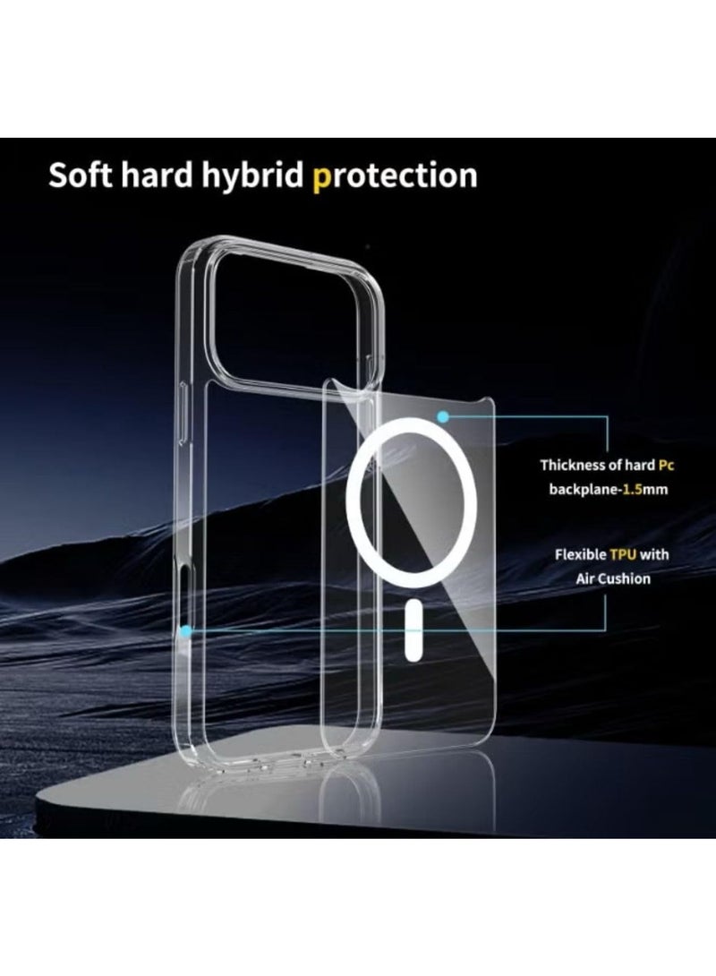for  iPhone 17 Pro Case Clear [Compatible with Magsafe] [Strong Magnet] [Non-Yellowing] Magnetic Slim Thin Bumper Phone Cover, Lightweight, and Durable Clear - Image 3