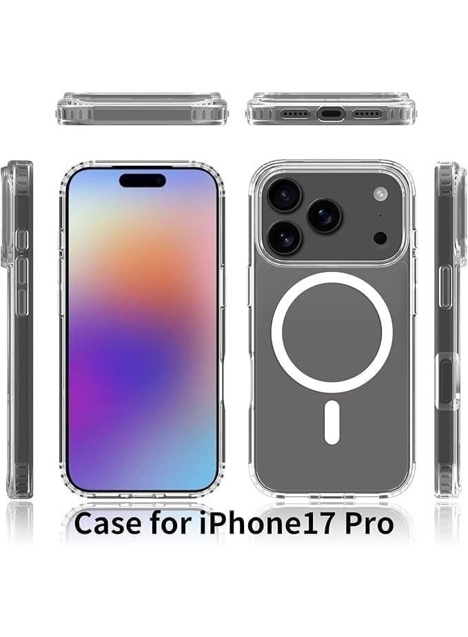 for  iPhone 17 Pro Case Clear [Compatible with Magsafe] [Strong Magnet] [Non-Yellowing] Magnetic Slim Thin Bumper Phone Cover, Lightweight, and Durable Clear - Image 2