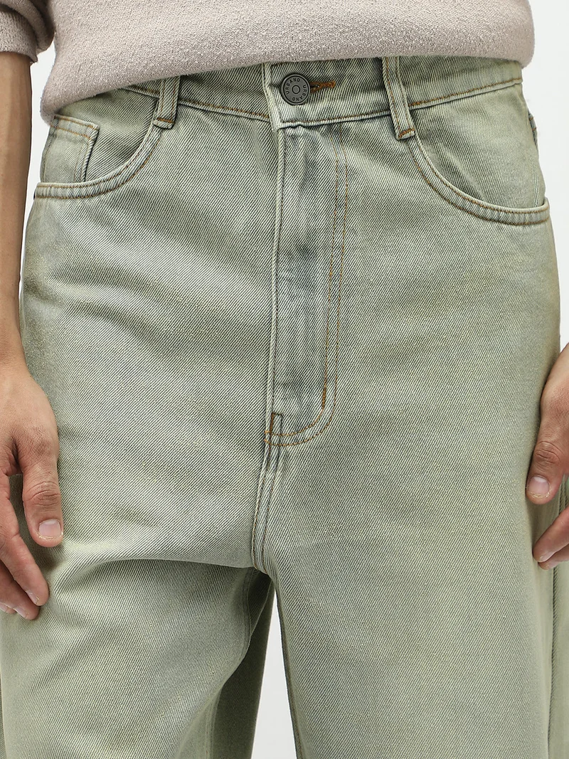 Urbano Fashion  Urbano Fashion Men's Ice Grey Loose Baggy Fit Heavy Washed Jeans Non-Stretchable  | Best Price UAE