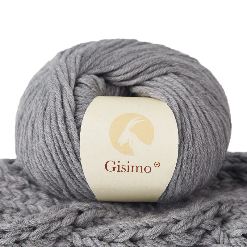 GISIMO 100 Merino Wool Yarn 6Ply Luxurious and Soft Yarn for Hand Knitting  Crocheting 176 OZ50g 127 yds116 Meters Gray 1 Ball