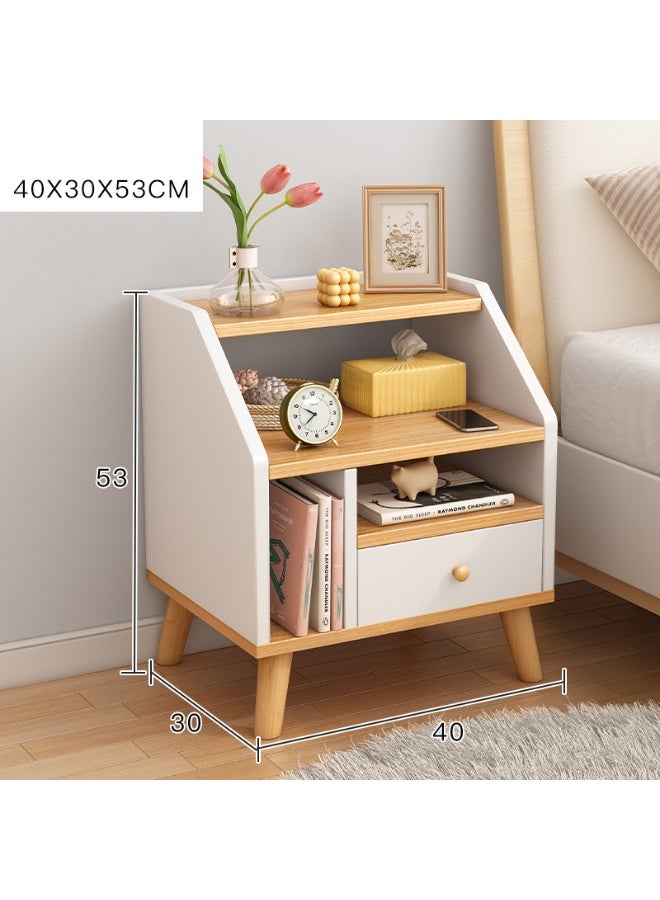 Tanwer 40 * 30 * 53cm single drawer double-layer storage rack bedside table, simple and modern small simple bedside table, end table, bedroom, living room, simple bedside table - Image 1