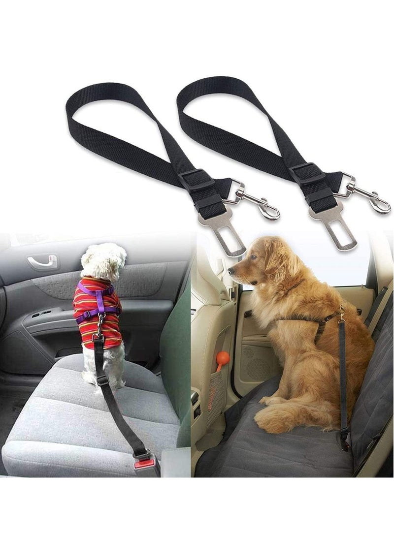 Premium Car Seat Belt for Dogs Cats Pets, Adjustable Safety Heavy Duty Elastic Lead Harness for Cars with Elastic Nylon Bungee Buffer Adjustable Dog Safety Belt for Car Dog Seat Belt (Black) - Image 1