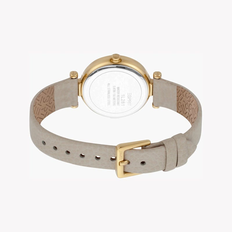 ESPRIT Women's Beige Leather Watch, Silver Dial|ES1L281L0035 - Image 3