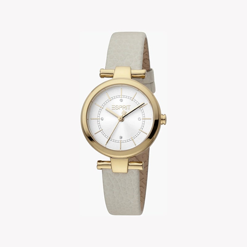 ESPRIT Women's Beige Leather Watch, Silver Dial|ES1L281L0035 - Image 1