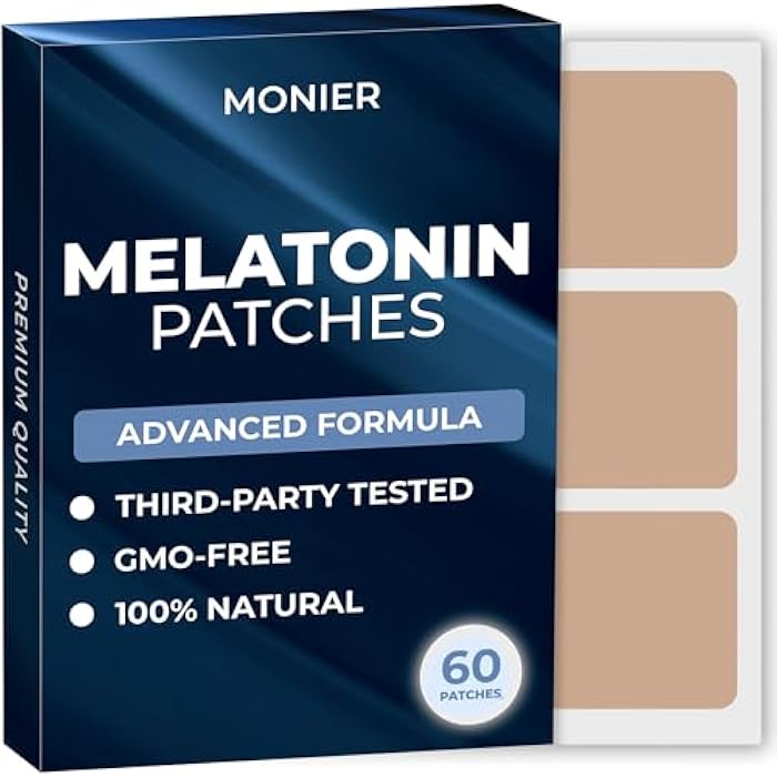 MONIER Melatonin Sleep Patches for Adults Extra Strength | Easy-to-Apply Sleep Patch with Valerian | Relax & Wake Up Refreshed | Long-Lasting Night Comfort for Men & Women | 60 Patches - Image 1