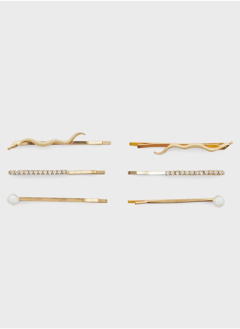 Claires Kids 6 Pack Snake Rhinestone Clips  - Image 1